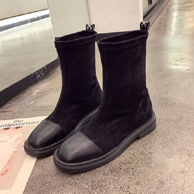 Suede Boots Middle Tube Zipper Candy Martin Boots, Size:39