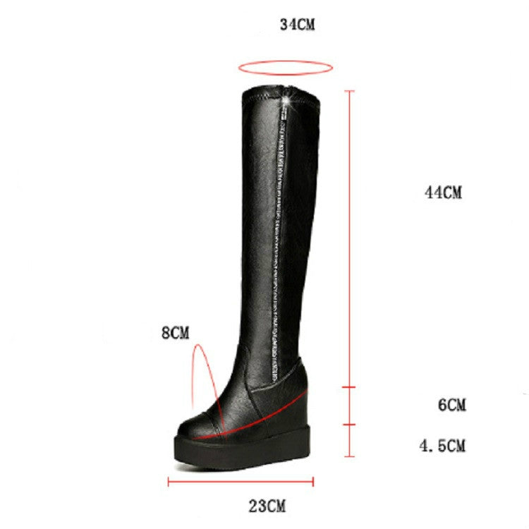 Faux Leather Zipper Style Long Boots High Heel, Size:39