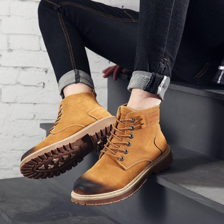 Men High-Top Versatile Short Boots British Wind Student Work Boots Shoes, Size:43