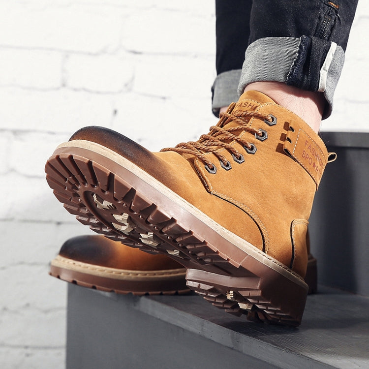 Men High-Top Versatile Short Boots British Wind Student Work Boots Shoes, Size:44