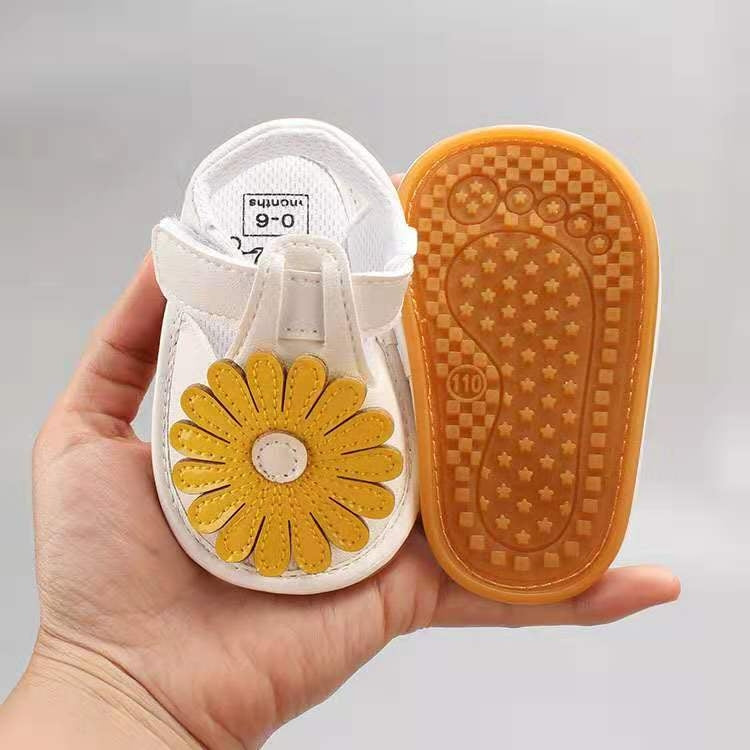 Newborn Baby Soft PU Large Sunflower Sandals, Size:11cm