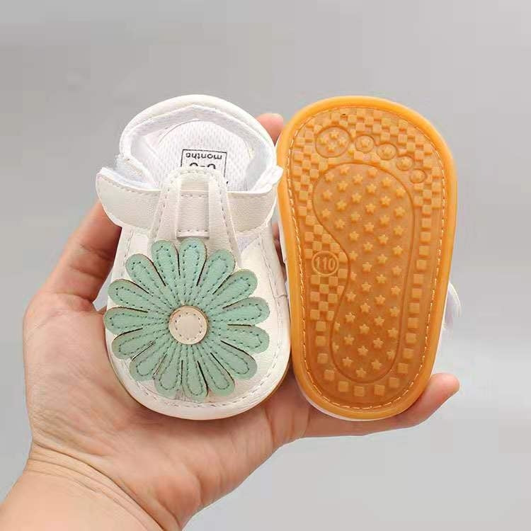 Newborn Baby Soft PU Large Sunflower Sandals, Size:11cm