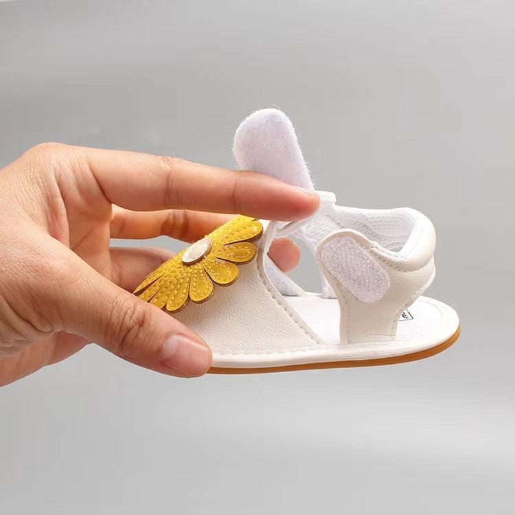 Newborn Baby Soft PU Large Sunflower Sandals, Size:11cm