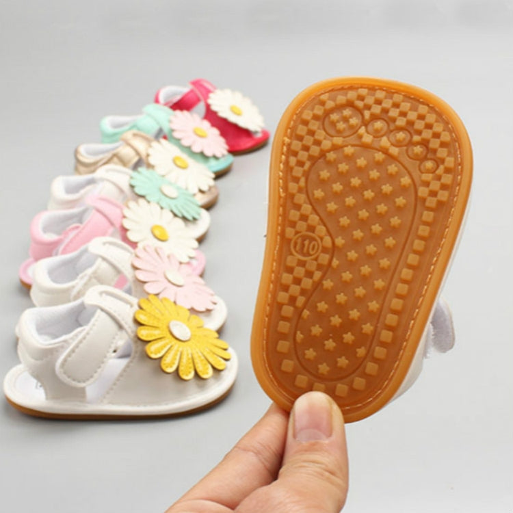 Newborn Baby Soft PU Large Sunflower Sandals, Size:11cm