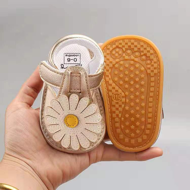 Newborn Baby Soft PU Large Sunflower Sandals, Size:12cm