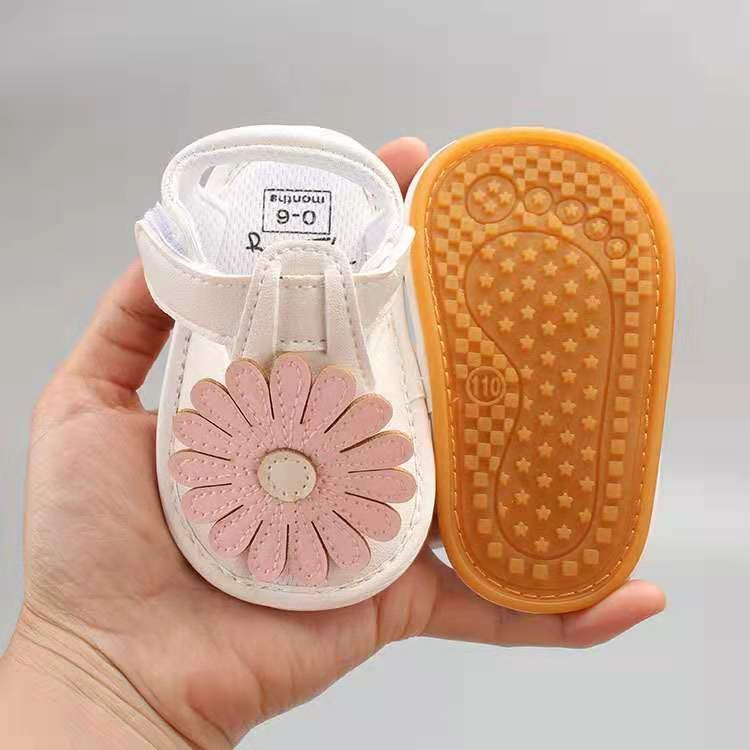 Newborn Baby Soft PU Large Sunflower Sandals, Size:13cm
