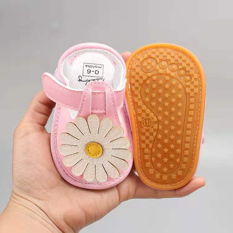 Newborn Baby Soft PU Large Sunflower Sandals, Size:13cm