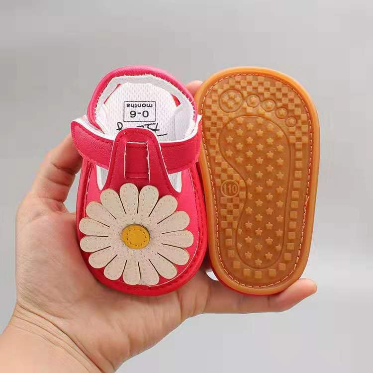 Newborn Baby Soft PU Large Sunflower Sandals, Size:13cm