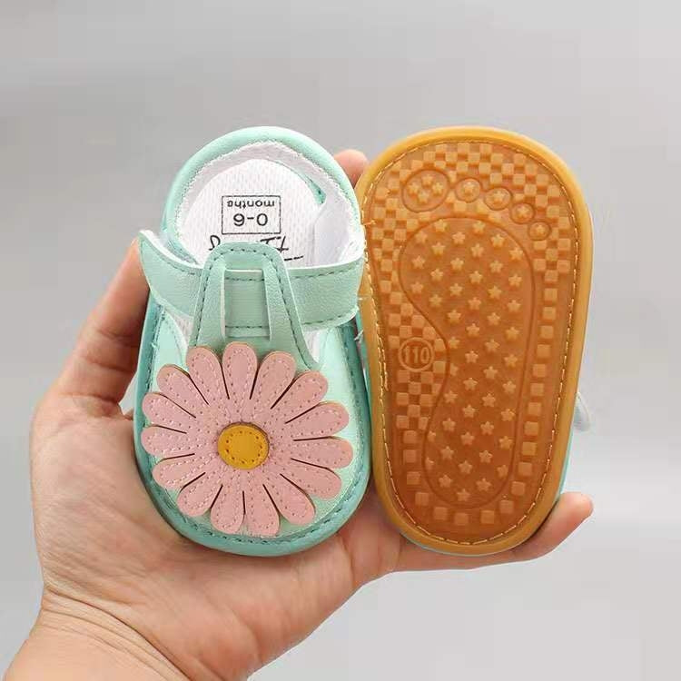 Newborn Baby Soft PU Large Sunflower Sandals, Size:13cm