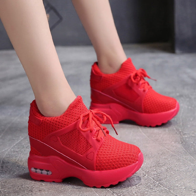 Net Yarn Round Head Increased Casual Women Shoes, Size:39
