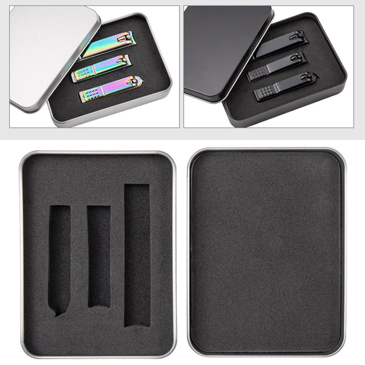 2 PCS 3 in 1 Black Color Titanium Nail Shear Set Exfoliating Manicure Tool, Style:Color Titanium (Iron Box)