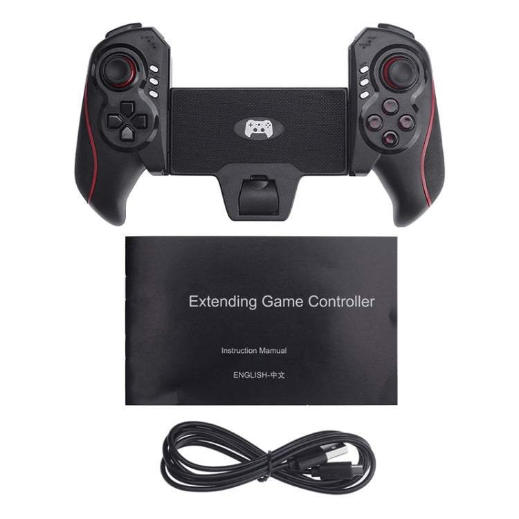BTC-938 Wireless Bluetooth Telescopic Multifunctional Gamepad for Android / IOS / PC System(Black Red)