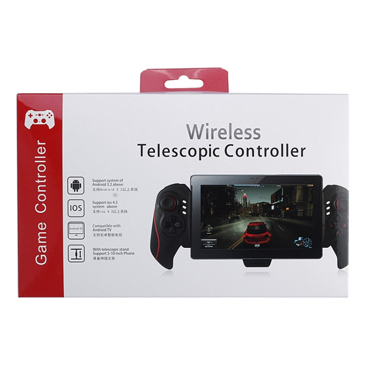BTC-938 Wireless Bluetooth Telescopic Multifunctional Gamepad for Android / IOS / PC System(Black Red)