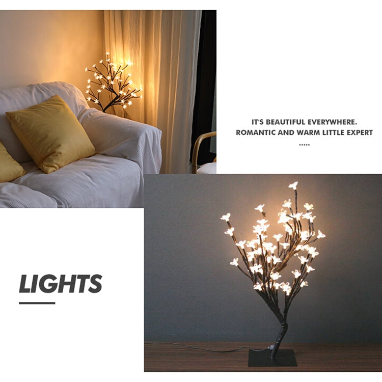 48 Lights Cherry Tree Lamp Table Lamp Room Layout Decoration Creative Bedside Night Light Gift, Style:Fiber Optic White Tree
