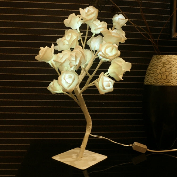 24 Lights Cherry Tree Lamp Table Lamp Room Layout Decoration Creative Bedside Night Light Gift, Style:Rose White Tree
