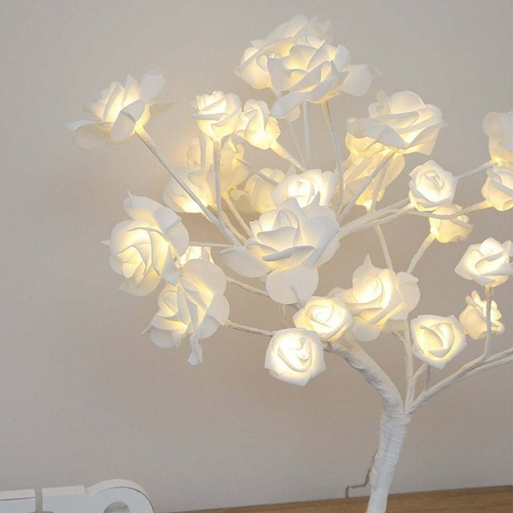 24 Lights Cherry Tree Lamp Table Lamp Room Layout Decoration Creative Bedside Night Light Gift, Style:Rose White Tree