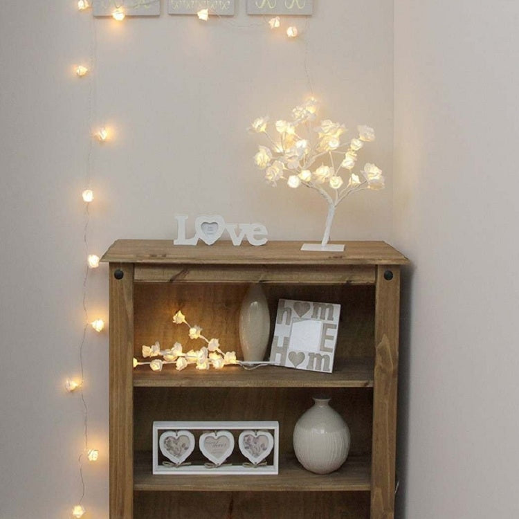 24 Lights Cherry Tree Lamp Table Lamp Room Layout Decoration Creative Bedside Night Light Gift, Style:Rose White Tree