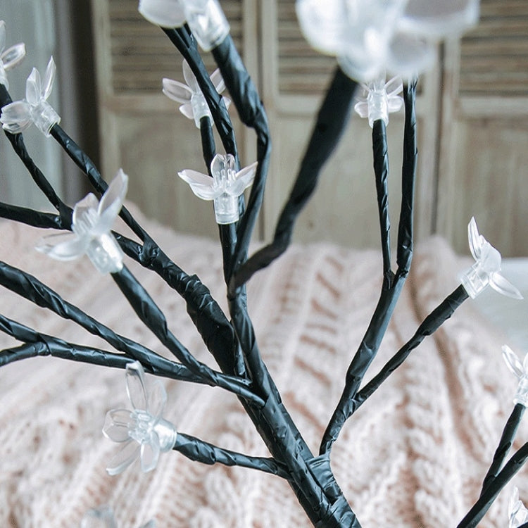 24 Lights Cherry Tree Lamp Table Lamp Room Layout Decoration Creative Bedside Night Light Gift, Style:Rose White Tree