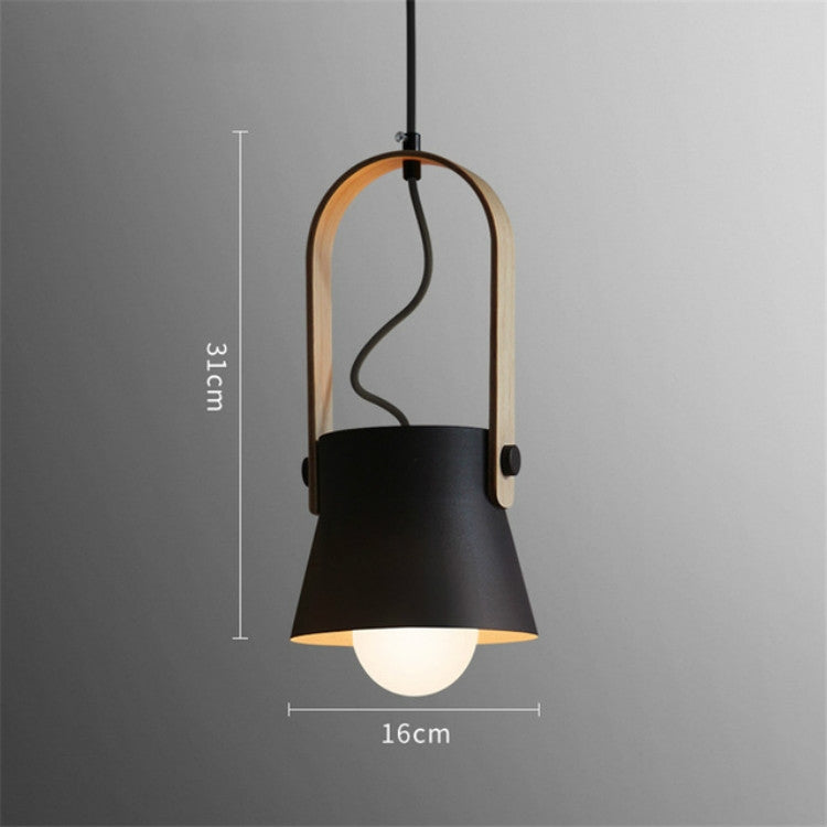 Wood Grain Creative Simple Personality Restaurant Chandelier Single Head Study Bedroom Macaron Bar Small Lamp without Light Source, Size:S