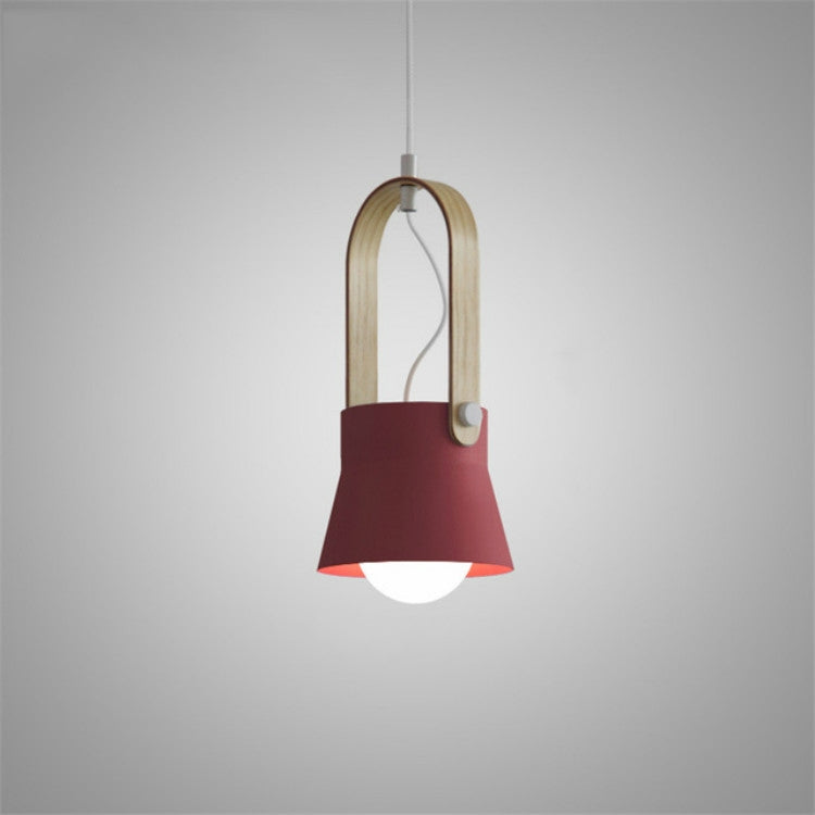 Wood Grain Creative Simple Personality Restaurant Chandelier Single Head Study Bedroom Macaron Bar Small Lamp without Light Source, Size:S