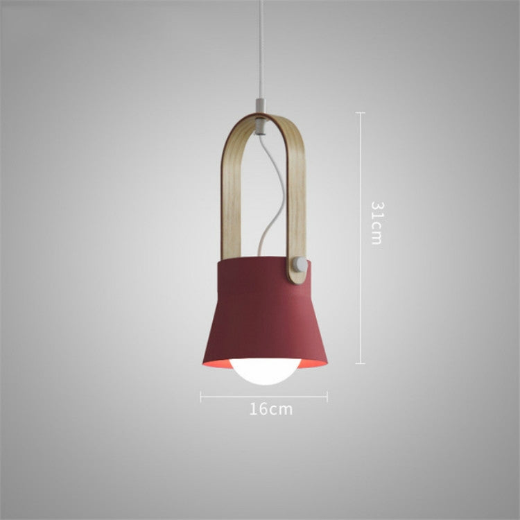 Wood Grain Creative Simple Personality Restaurant Chandelier Single Head Study Bedroom Macaron Bar Small Lamp without Light Source, Size:S