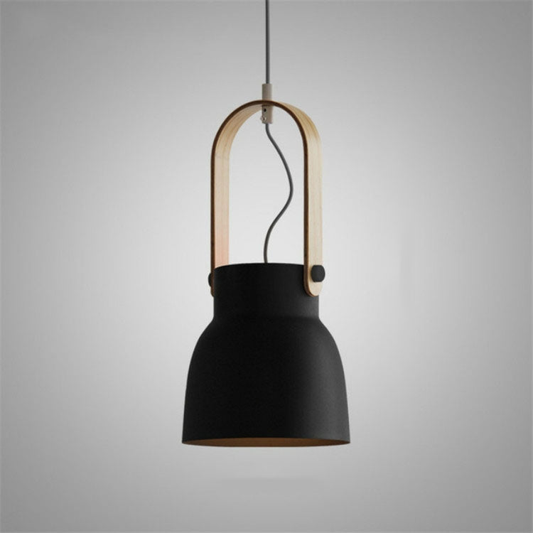 Wood Grain Creative Simple Personality Restaurant Chandelier Single Head Study Bedroom Macaron Bar Small Lamp without Light Source, Size:M