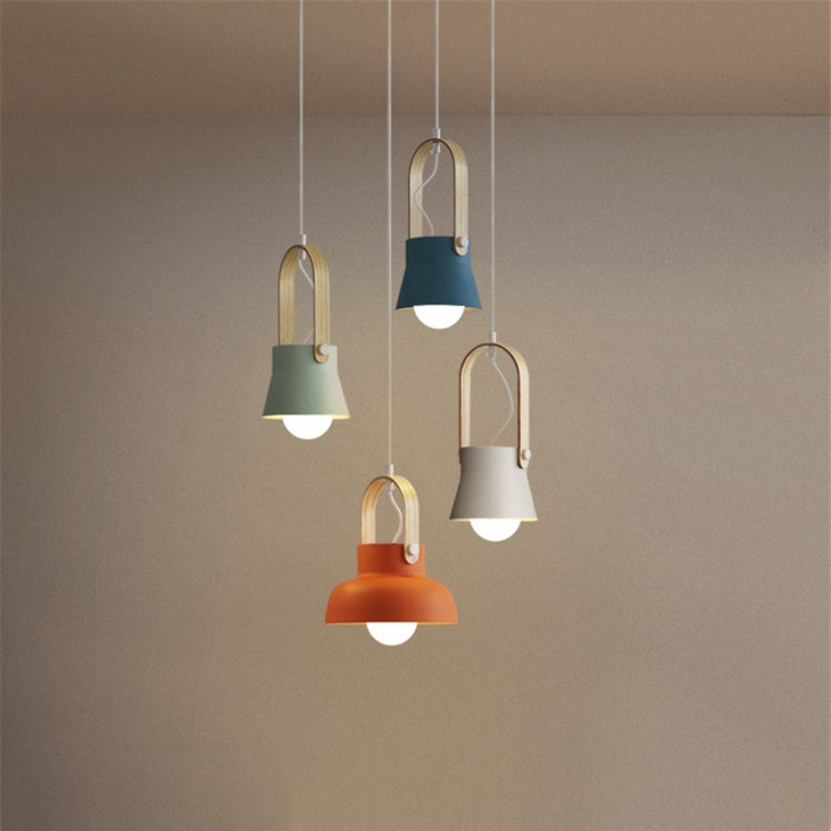 Wood Grain Creative Simple Personality Restaurant Chandelier Single Head Study Bedroom Macaron Bar Small Lamp without Light Source, Size:M
