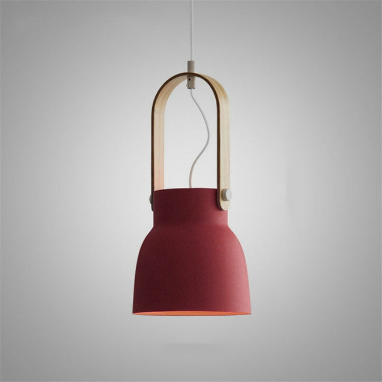Wood Grain Creative Simple Personality Restaurant Chandelier Single Head Study Bedroom Macaron Bar Small Lamp without Light Source, Size:M