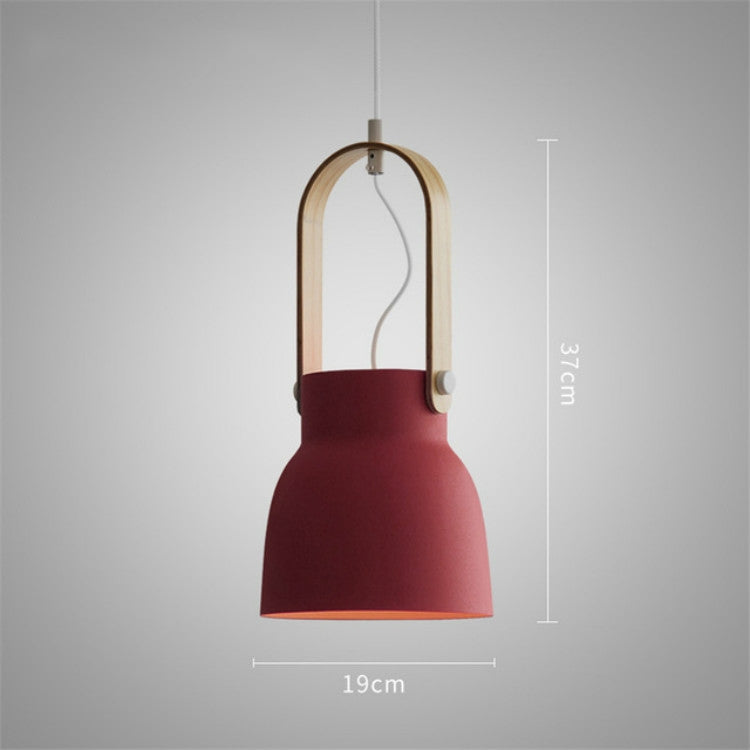Wood Grain Creative Simple Personality Restaurant Chandelier Single Head Study Bedroom Macaron Bar Small Lamp without Light Source, Size:M