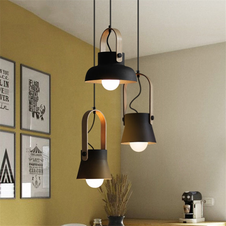 Wood Grain Creative Simple Personality Restaurant Chandelier Single Head Study Bedroom Macaron Bar Small Lamp without Light Source, Size:M