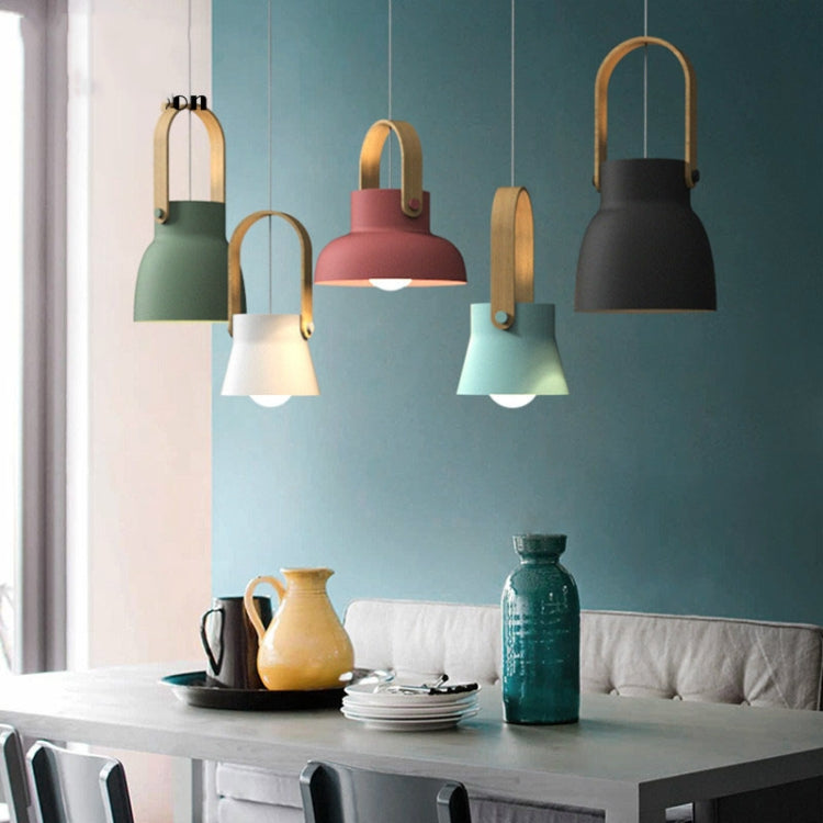 Wood Grain Creative Simple Personality Restaurant Chandelier Single Head Study Bedroom Macaron Bar Small Lamp without Light Source, Size:M