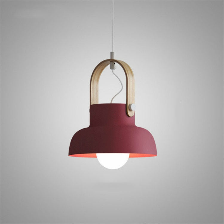 Wood Grain Creative Simple Personality Restaurant Chandelier Single Head Study Bedroom Macaron Bar Small Lamp without Light Source, Size:L