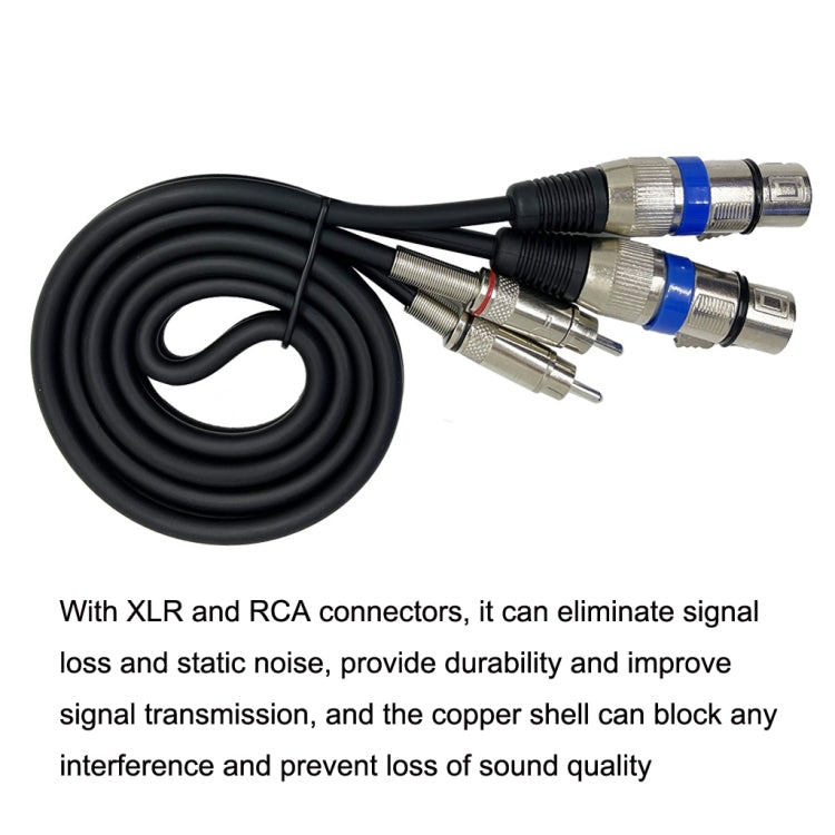 2RCA Male 2XLR Caron Female Speaker Audio Balance Cable, Length:1.5m