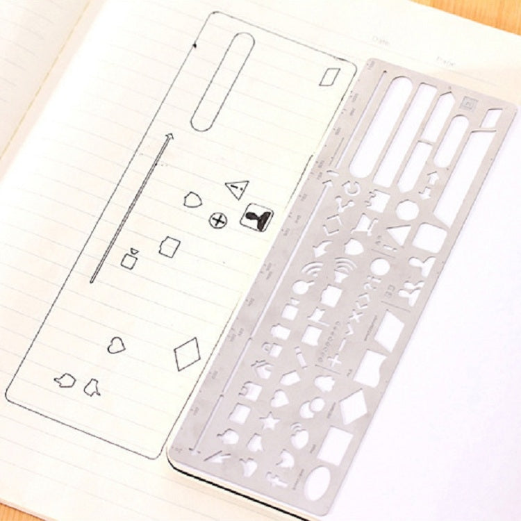 Multifunctional Stainless Steel Hollow Diary Template Ruler, Size:13.8Ã—6.8cm(Style 3)