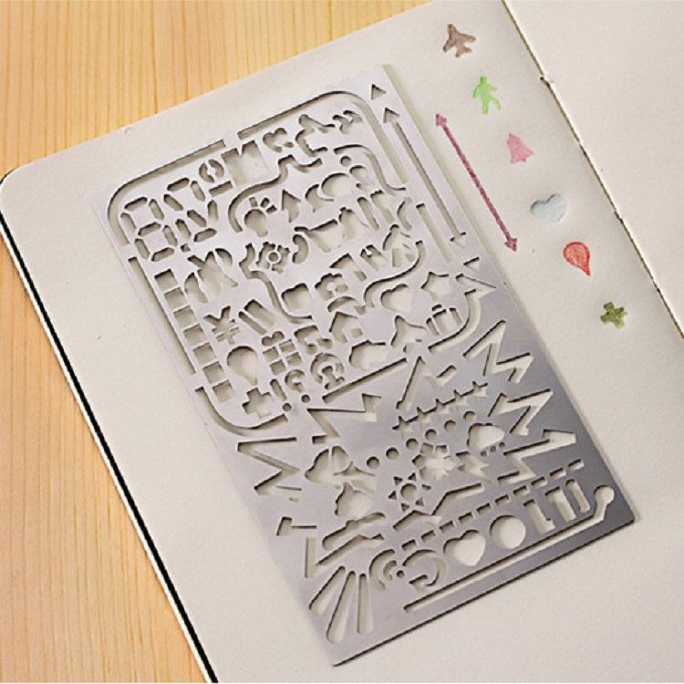 Multifunctional Stainless Steel Hollow Diary Template Ruler, Size:13.8Ã—6.8cm(Style 3)