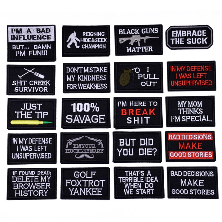 20 PCS / Set Hook and Loop Fastener Armband English Letter Embroidery Banner