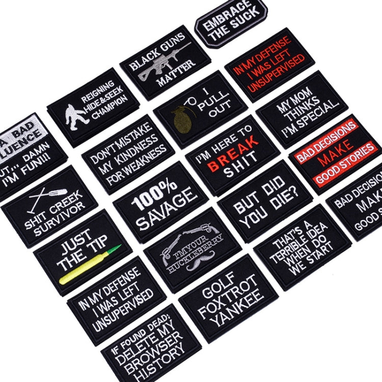 20 PCS / Set Hook and Loop Fastener Armband English Letter Embroidery Banner