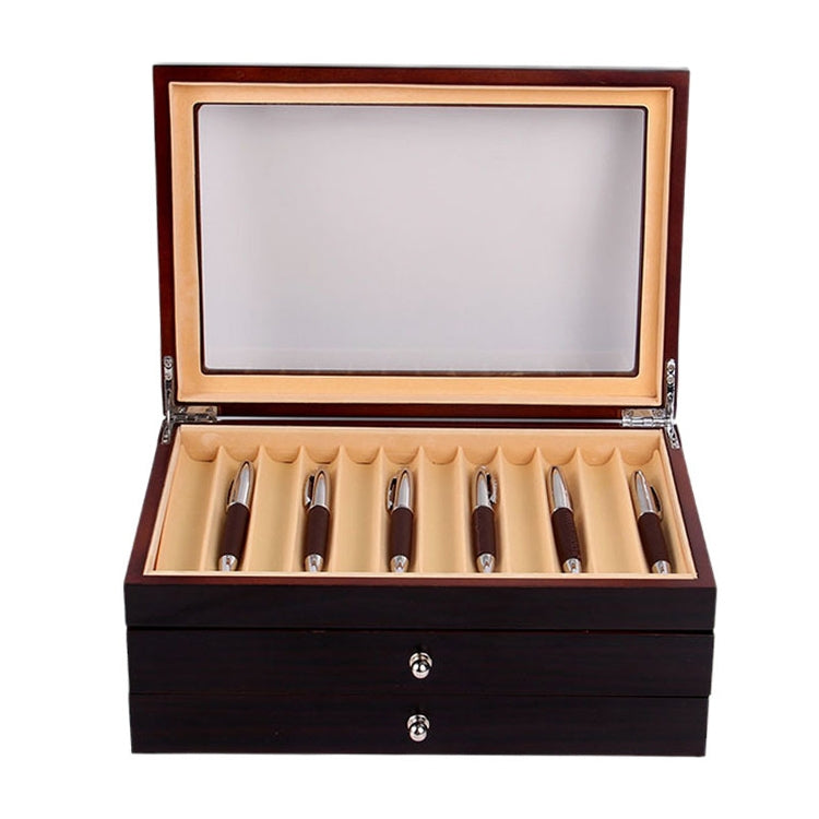 34 Pens Box Painted Wooden Pen Display Collection Pencil Case, Color:34 Grids-Black