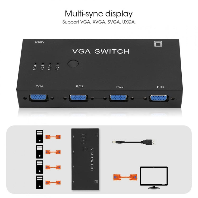 VGA Switcher with Four Inputs and One Output Computer VGA Video Converter