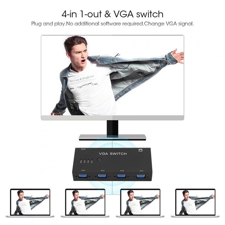 VGA Switcher with Four Inputs and One Output Computer VGA Video Converter