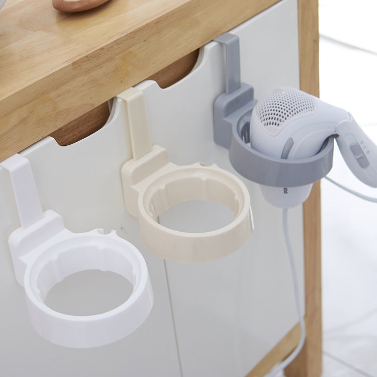 2 PCS Wall-mounted Hair Dryer Holder ABS Bathroom Shelf Storage(White)