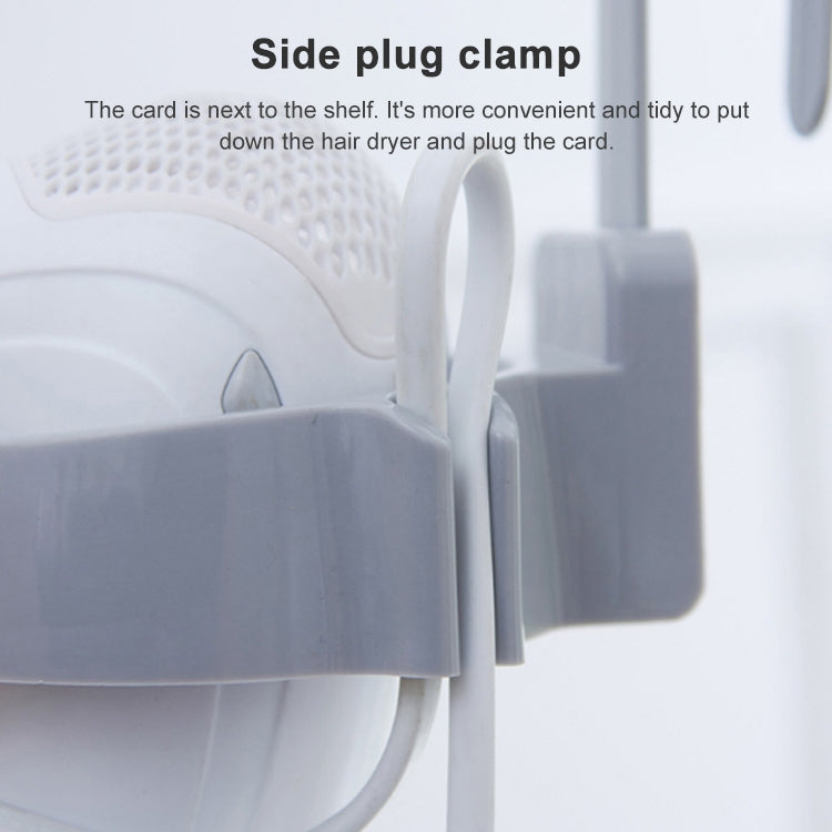 2 PCS Wall-mounted Hair Dryer Holder ABS Bathroom Shelf Storage(White)