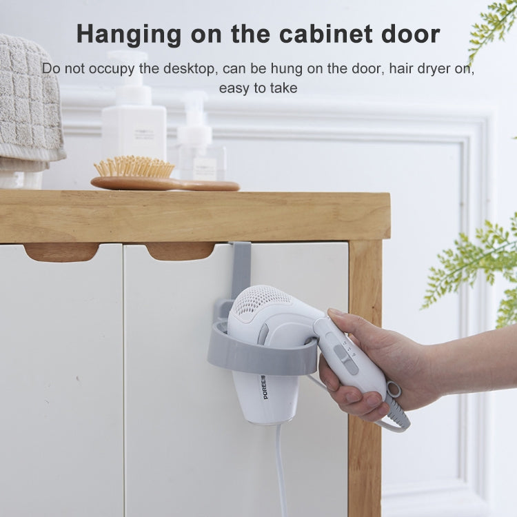 2 PCS Wall-mounted Hair Dryer Holder ABS Bathroom Shelf Storage(White)