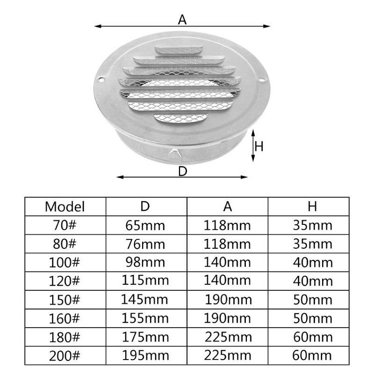 160mm External Wall Stainless Steel Flat Head Rain and Insect Proof Bird Hood