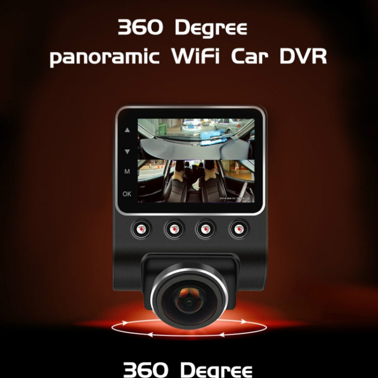 Video Recorder 360 Degree Panoramic Car DVR WIFI Camera Night Vision, Version:Car Charger Verion Dual camera