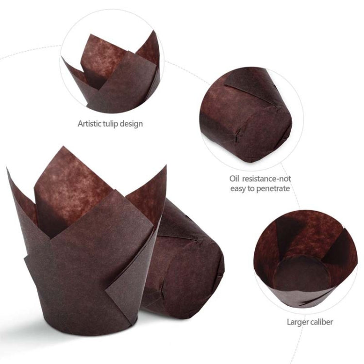 50 PCS / Set Tulip Shape Oil Heat Resistant Cake Paper Cup