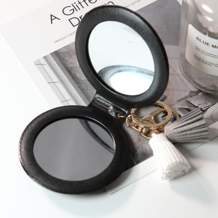 PU Leather Double Sided Girls Portable Folding Mirror Tassel Mini Makeup Mirror