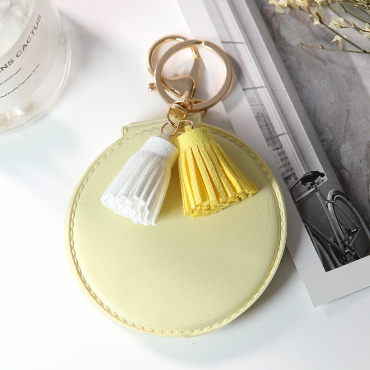 PU Leather Double Sided Girls Portable Folding Mirror Tassel Mini Makeup Mirror