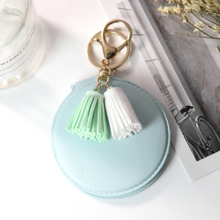 PU Leather Double Sided Girls Portable Folding Mirror Tassel Mini Makeup Mirror