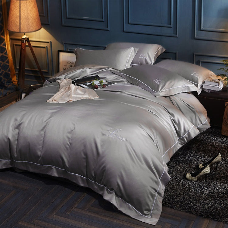 Silk Four-Piece Sheets Bed Sheet Double Nude Sleeping Quilt Cover Ice Silk Bedding 1.5M Bed